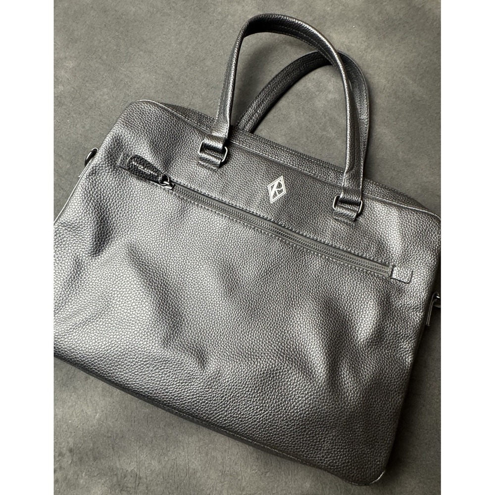 Ralph Lauren Fragrances Black Pebbled Leather Briefcase Laptop Bag Messenger Bag